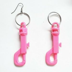 Hot Pink Plastic Toy Clip Earrings